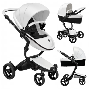Mima Xari 3 in 1 Pushchair- Black Chassis and starter pack, White Pod